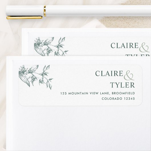 Elegant Chic Green Wedding Return Label