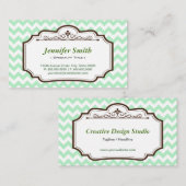 Elegant Chic Green Zickzack Zigzag - zwei Seiten Visitenkarte (Vorne/Hinten)