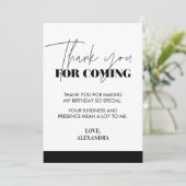 Elegant Chic Handwriting Schwarz-weiß Dankeskarte (Stehend Vorderseite)