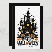Elegant Chic Happy Halloween Feiertagskarte (Vorne/Hinten)