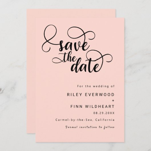 Elegant Chic Hochzeit speichern Sie das Datum Einl Save The Date (Vorne/Hinten)