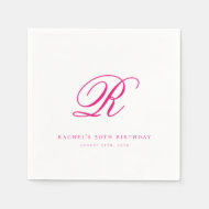 Elegant Chic Initial Hot Pink Birthday Napkins Serviette