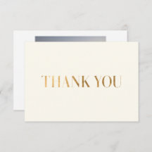 Elegant Chic Ivory Gold Danke Foto Card