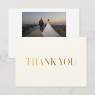 Elegant Chic Ivory Gold Danke Foto Card