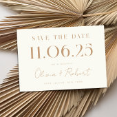 Elegant Chic Ivory Tan Wedding Date Save the Date