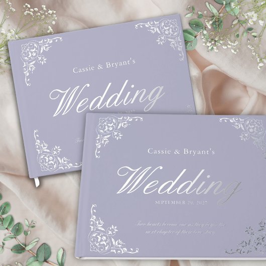 Elegant Chic Lavender Lila Wedding Gästebuch