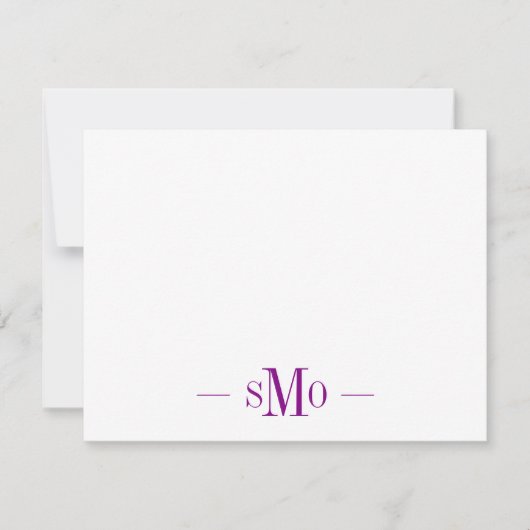 Elegant Chic Lila Monogram 3 Initialen Mitteilungskarte (Vorderseite)