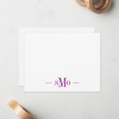 Elegant Chic Lila Monogram 3 Initialen Mitteilungskarte (Vorderseite/Rückseite Beispiel)