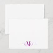 Elegant Chic Lila Monogram 3 Initialen Mitteilungskarte (Vorne/Hinten)