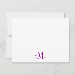 Elegant Chic Lila Monogram 3 Initialen Mitteilungskarte