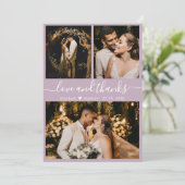 Elegant Chic Lilac 3 Foto Collage Wedding Vielen D Dankeskarte (Stehend Vorderseite)