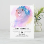 Elegant Chic Lion Birthday Einladung (Stehend Vorderseite)