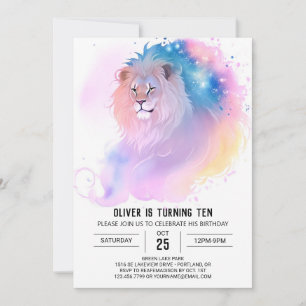 Elegant Chic Lion Birthday Einladung