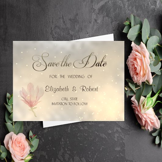 Elegant Chic Magnolia Save the Date