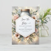 Elegant Chic Mason Jar Wedding Save The Date (Stehend Vorderseite)