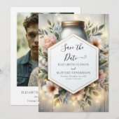 Elegant Chic Mason Jar Wedding Save The Date (Vorne/Hinten)