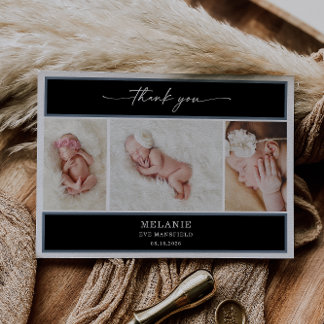 Elegant Chic Minimal Baby Photo Thank You Card Einladung
