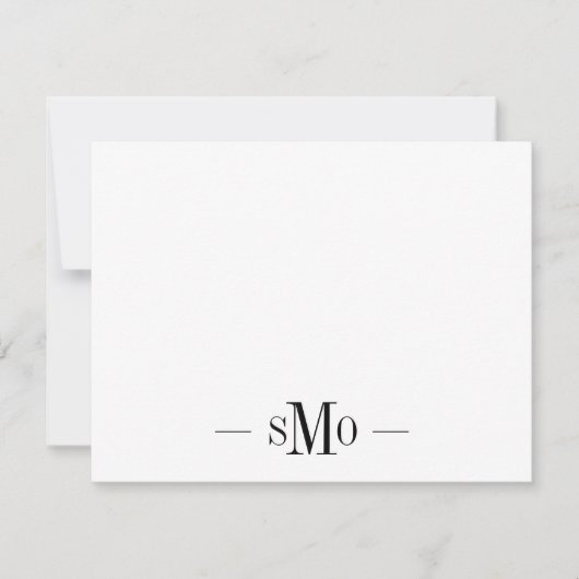 Elegant Chic Minimal Monogram 3 Initialen Mitteilungskarte (Vorderseite)