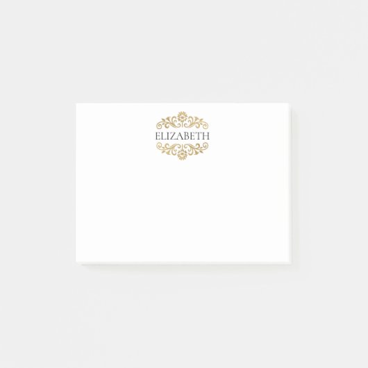 Elegant Chic Modern Monogram Black Gold  Post-it Klebezettel (Vorderseite)