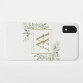 Elegant Chic Monogram Greenery Case-Mate iPhone Hülle (Rückseite (Horizontal))