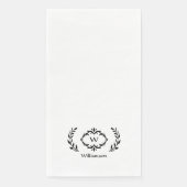 Elegant Chic Monogram Initial Laurel Wreath Black Serviette (Vorderseite)