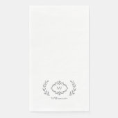 Elegant Chic Monogram Initial Laurel Wreath Gray Serviette (Vorderseite)