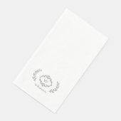 Elegant Chic Monogram Initial Laurel Wreath Gray Serviette (Ecke)