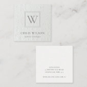 Elegant Chic Monogram Ivory White Leather Texture Quadratische Visitenkarte (Vorne/Hinten)
