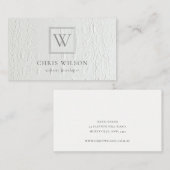 Elegant Chic Monogram Ivory White Leather Texture Visitenkarte (Vorne/Hinten)