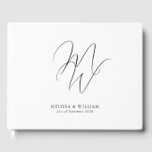 Elegant Chic Monogram Modern White Wedding Gästebuch (Vorderseite)