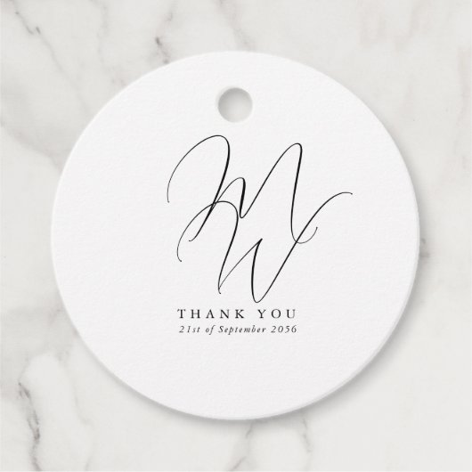 Elegant Chic Monogram Modern White Wedding Geschenkanhänger (Vorderseite)