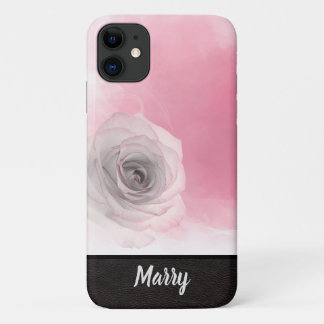 Elegant Chic Monogram Name Stilvoll Rosa Rose Case-Mate iPhone Hülle