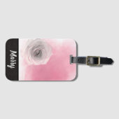 Elegant Chic Monogram Name Stilvoll Rosa Rose Gepäckanhänger (Vorderseite (Horizontal))