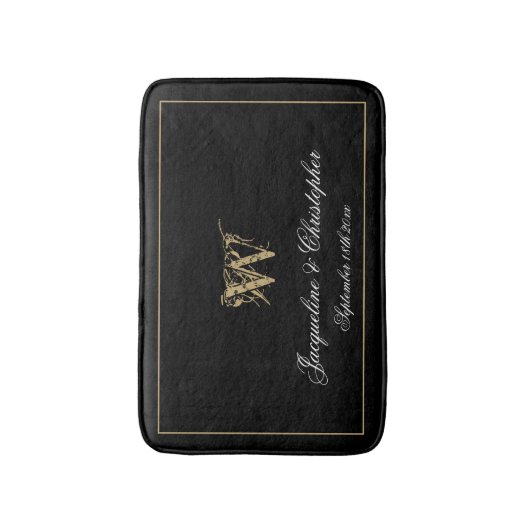 Elegant Chic Monogram Names New Wedding Badematte (Vorderseite Vertikal)