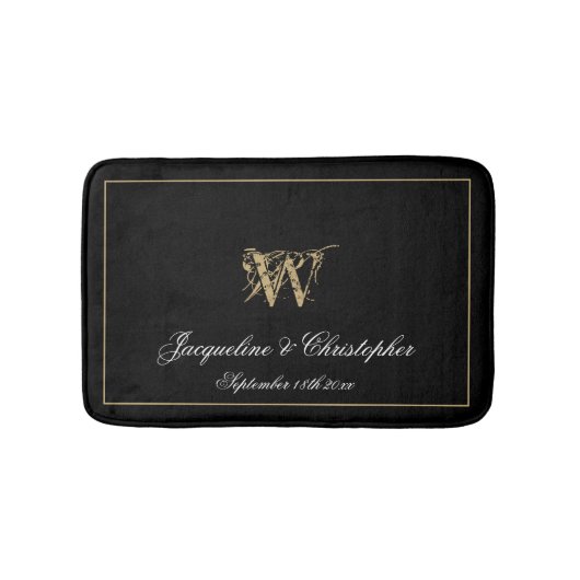 Elegant Chic Monogram Names New Wedding Badematte (Vorderseite)