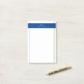 Elegant Chic Monogram Navy Blue Geometric Border Post-it Klebezettel (Auf Schreibtisch)