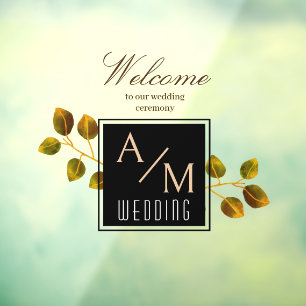 Elegant Chic Monogram White Fensteraufkleber