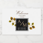 Elegant Chic Monogram White Schaumweinetikett (Einzelnes Label)
