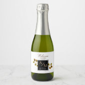 Elegant Chic Monogram White Schaumweinetikett (Vorderseite)