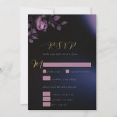 Elegant Chic Moody Dark Lila Floral Wedding RSVP Einladung (Vorderseite)