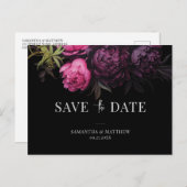 Elegant Chic Moody Florals Wedding speichern das D Ankündigungspostkarte (Vorne/Hinten)