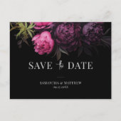 Elegant Chic Moody Florals Wedding speichern das D Ankündigungspostkarte (Vorderseite)