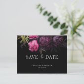 Elegant Chic Moody Florals Wedding speichern das D Ankündigungspostkarte (Stehend Vorderseite)