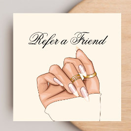 Elegant Chic Nail Salon Manicurist Referrer-Karte Quadratische Visitenkarte