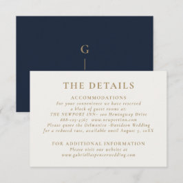 Elegant Chic Navy Blue Gold Hochzeiten Details Begleitkarte