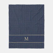 Elegant Chic Navy Blue Gold Polka Dot Monogram Fleecedecke (Vorderseite)