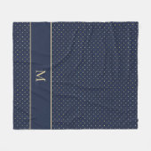 Elegant Chic Navy Blue Gold Polka Dot Monogram Fleecedecke (Vorderseite (Horizontal))