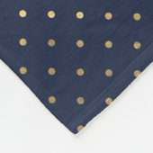 Elegant Chic Navy Blue Gold Polka Dot Monogram Fleecedecke (Ecke)