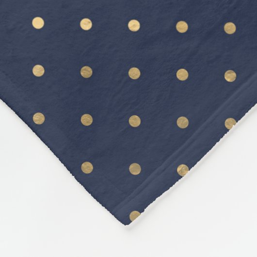 Elegant Chic Navy Blue Gold Polka Dot Monogram Fleecedecke (Ecke)