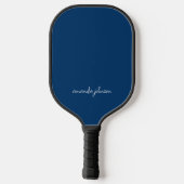 Elegant Chic Navy Blue Monogram Pickleball Schläger (Rückseite)